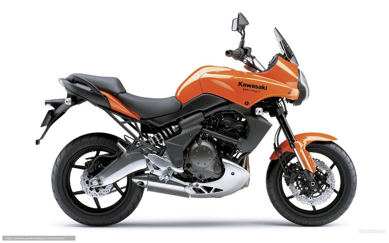 Orange Kawasaki Motorcycle — Neutral, Photograph, Seat, Windshield, Exhaust