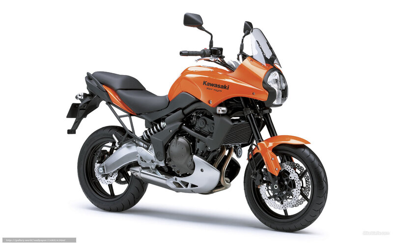 Orange Kawasaki Motorcycle — Neutral, Photograph, Seat, Windshield