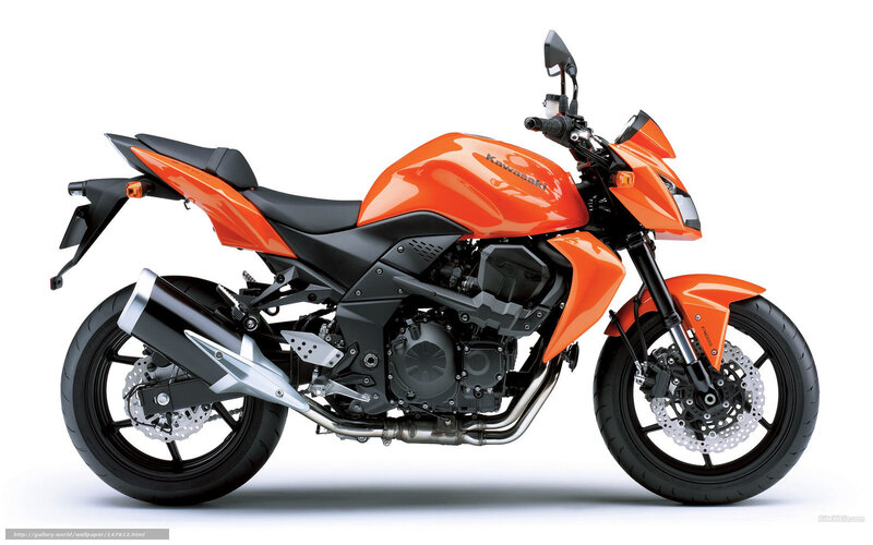 Orange Kawasaki Motorcycle — Neutral, Photograph