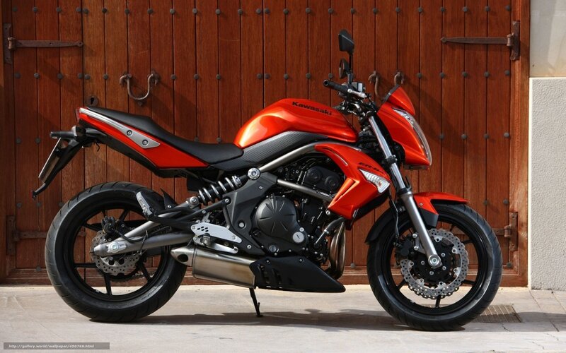 Orange Kawasaki Motorcycle — Red, Neutral, Afternoon