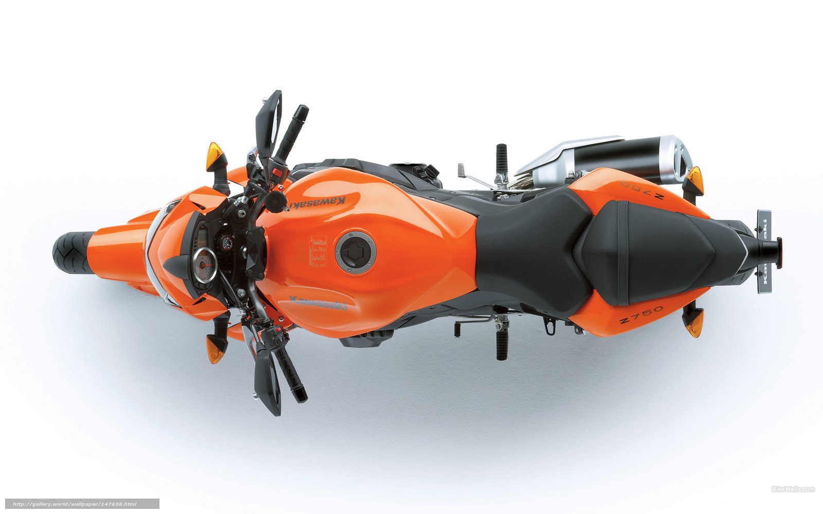 Orange Kawasaki Z750 motorcycle