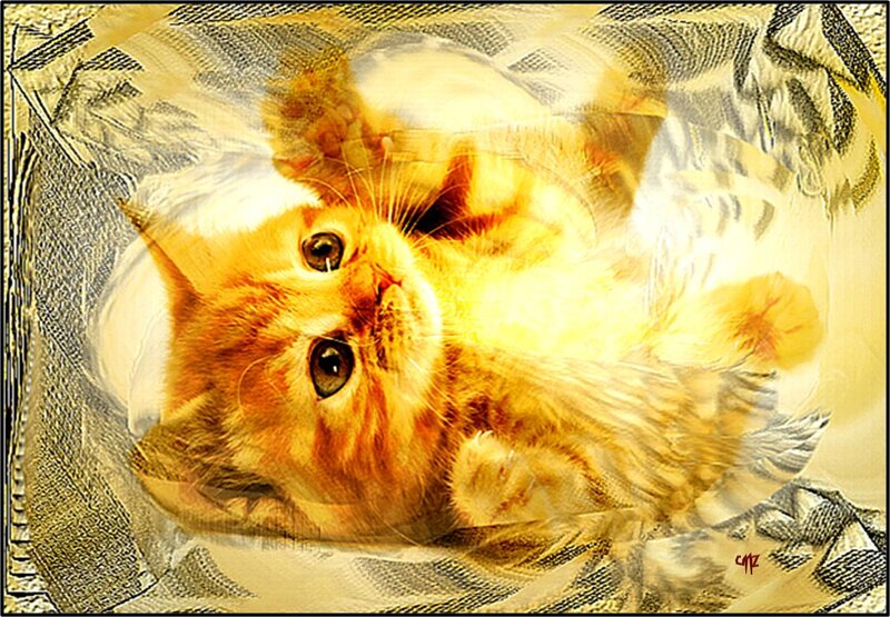 Orange Kitten Lying Down — Playful, Digital Art