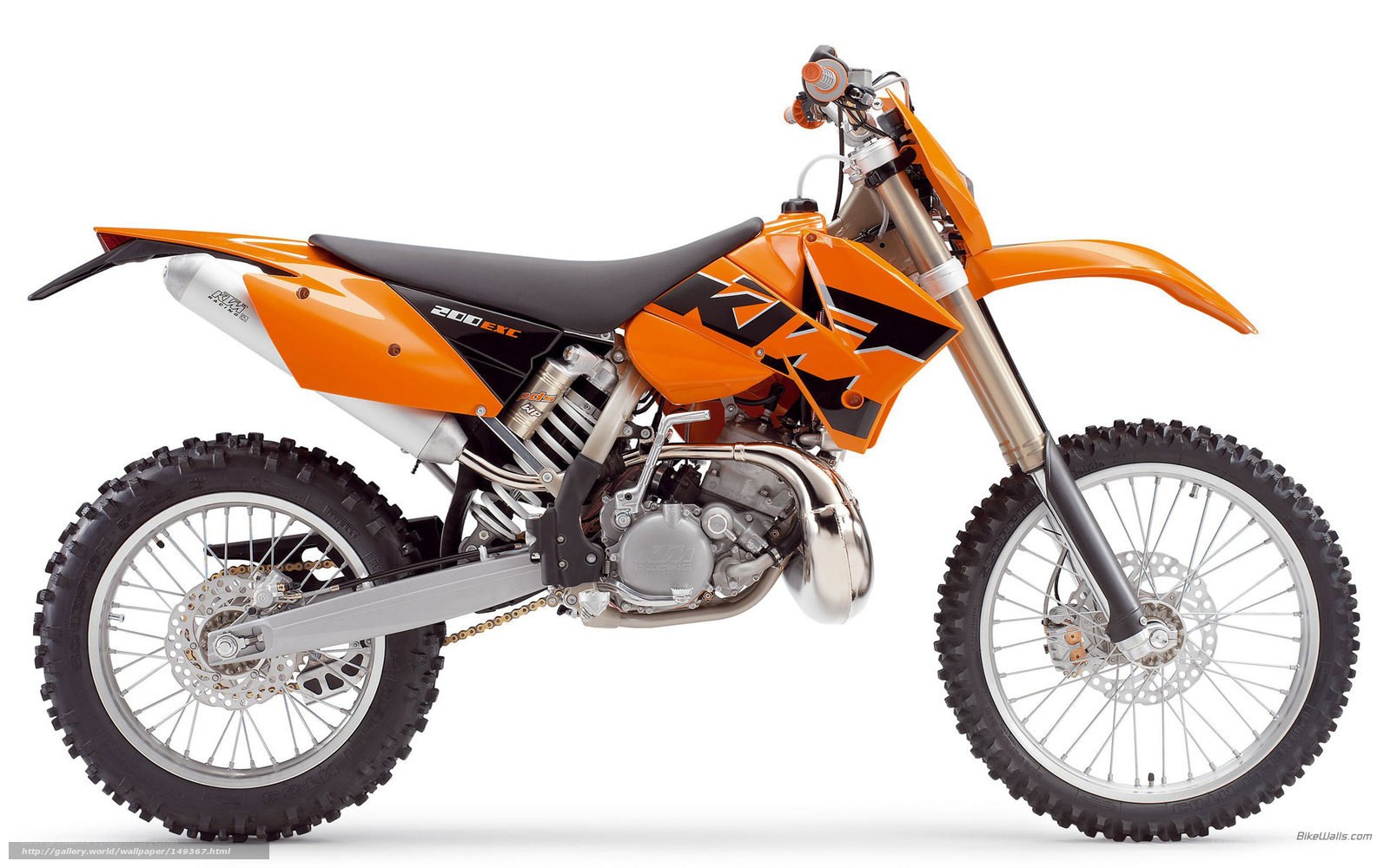 Orange KTM 200 EXC motorcycle