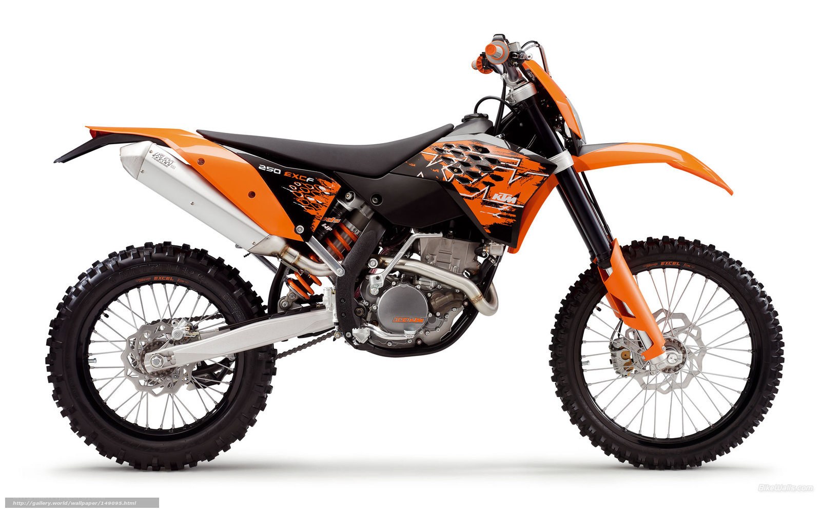 Orange KTM 250 EXCF dirt bike