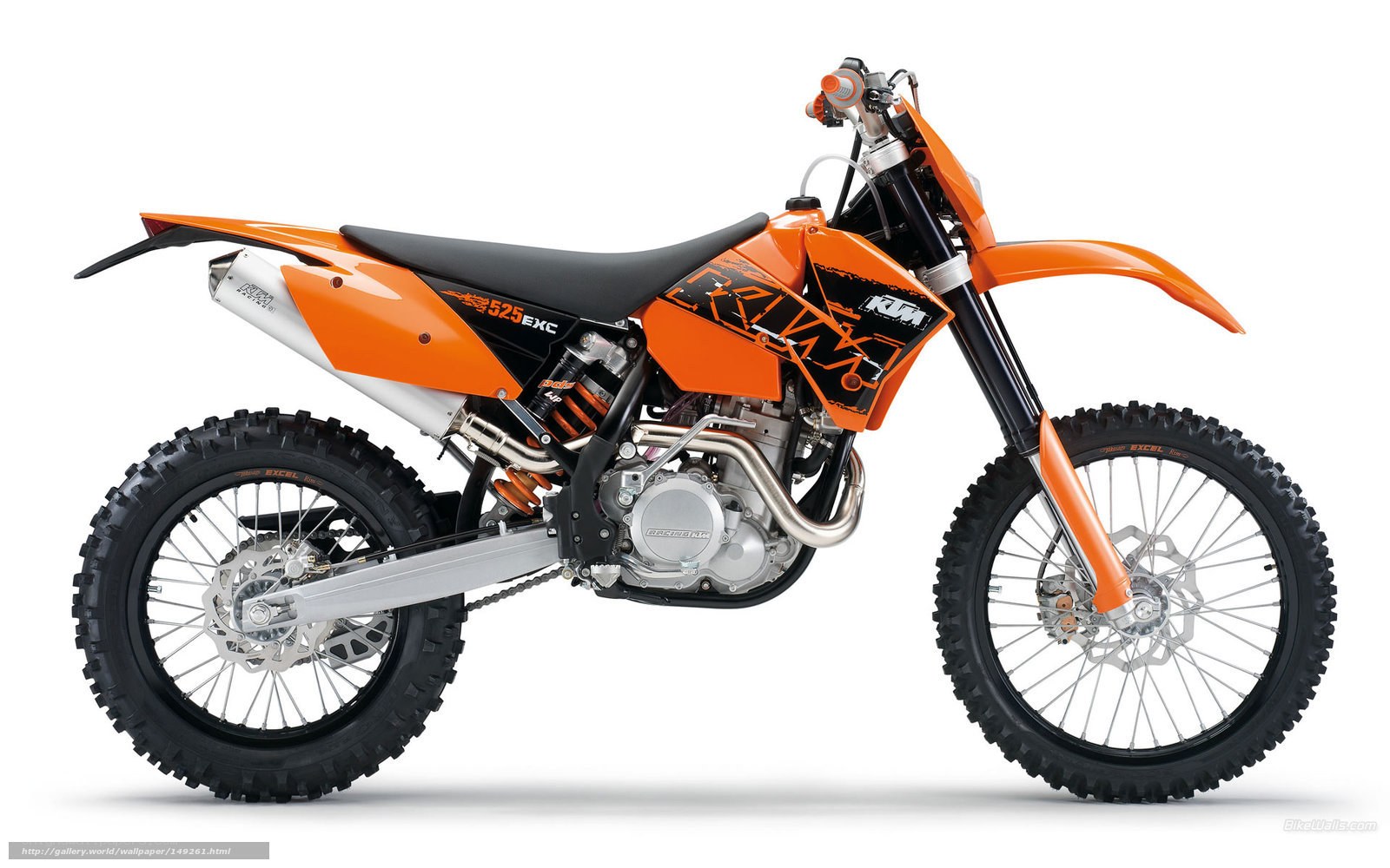 Orange KTM 525 EXC motorcycle
