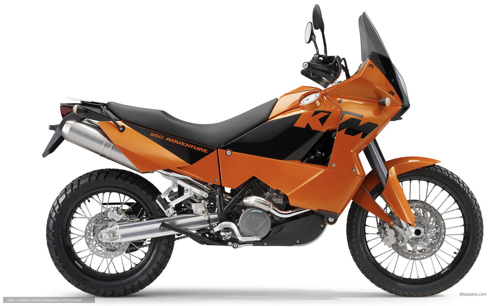 Orange KTM 950 Adventure motorcycle