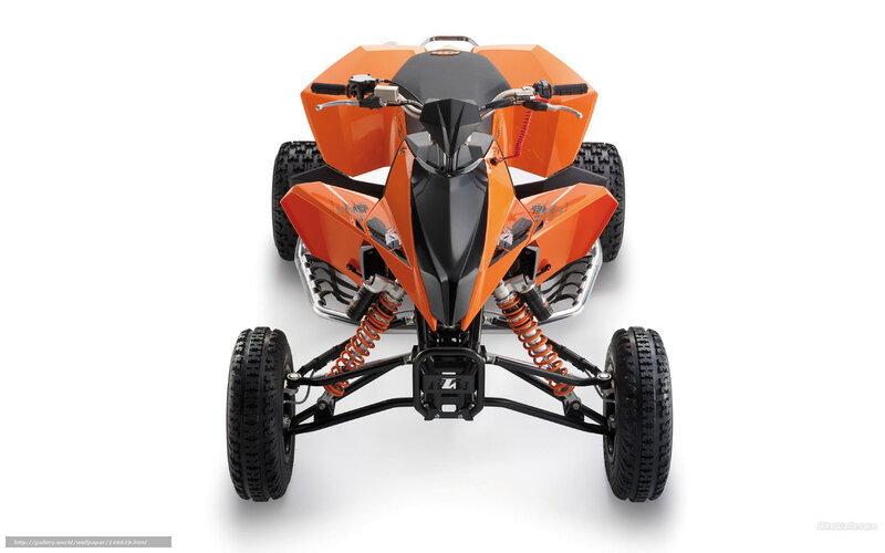 Orange KTM ATV from front view