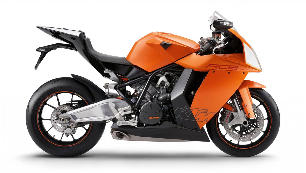 Orange KTM RC8 motorcycle