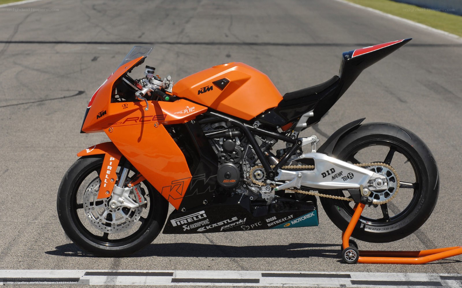 Orange KTM RC8 race motorcycle