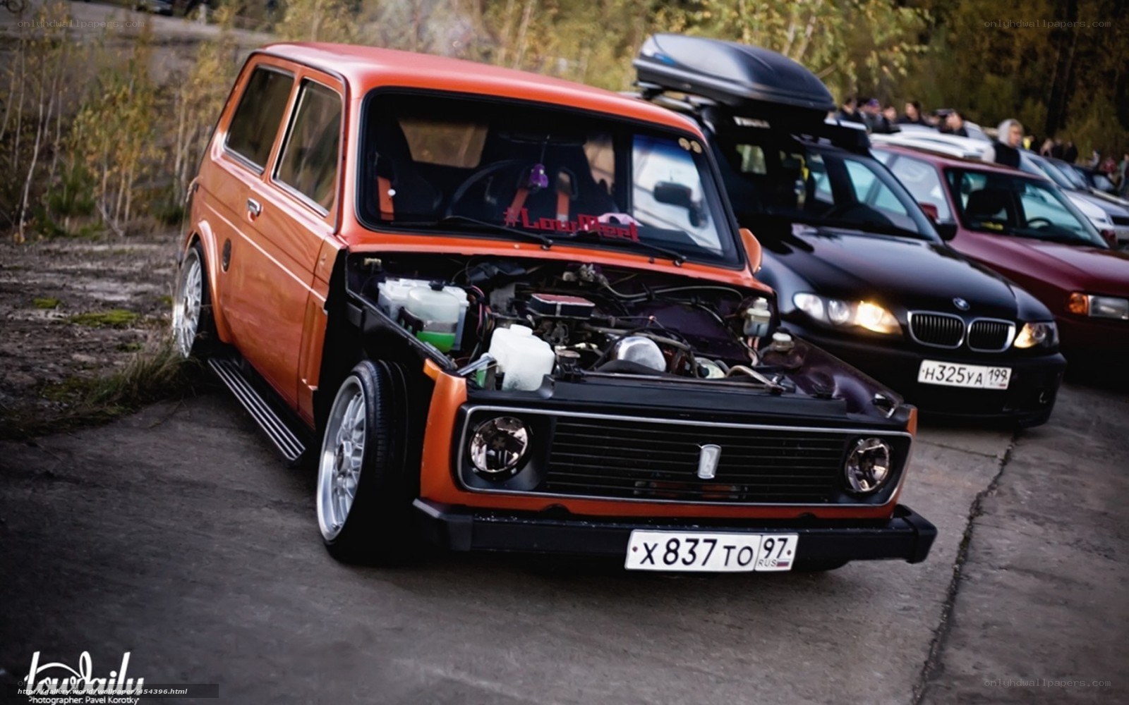 Orange Lada with Open Hood