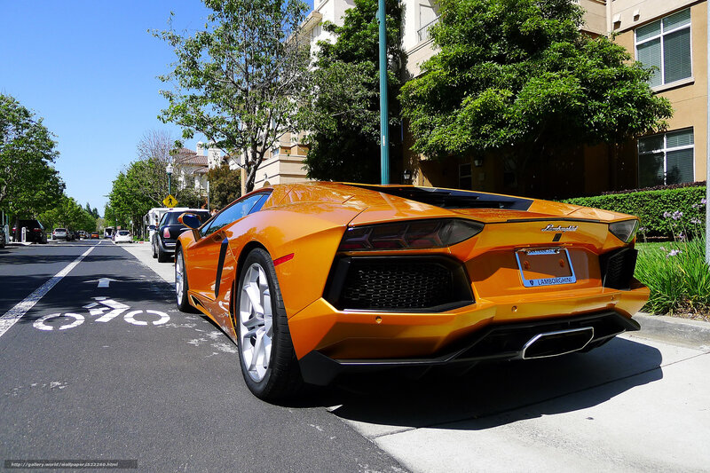 Orange Lamborghini Aventador — Bright, Sunny