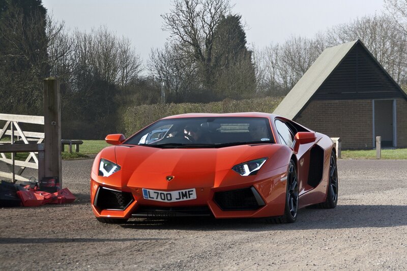 Orange Lamborghini Aventador — Calm, Autumn, Photograph, Car