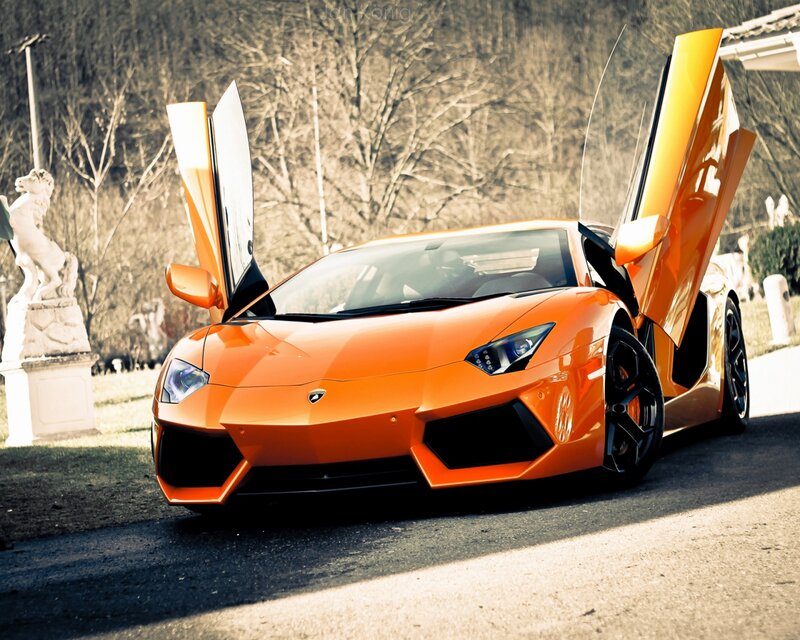 Orange Lamborghini Aventador — Dramatic, Afternoon