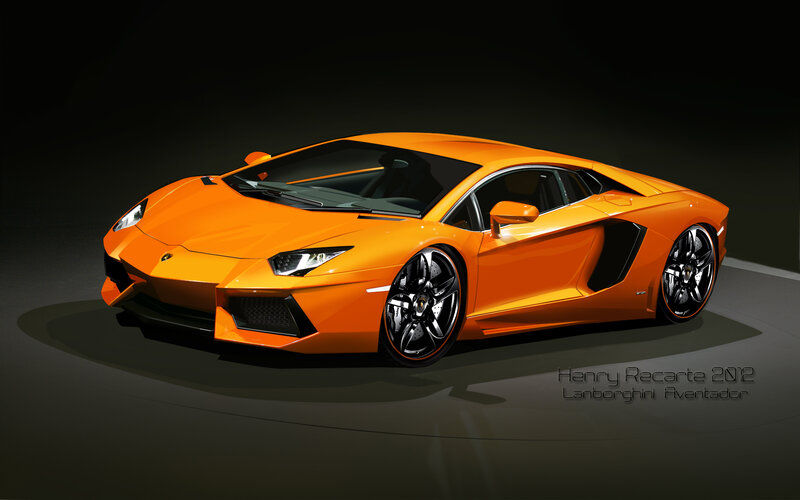 Orange Lamborghini Aventador — Dramatic, Digital Art