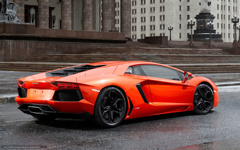 Orange Lamborghini Aventador — Dramatic, Photograph, Building, Steps