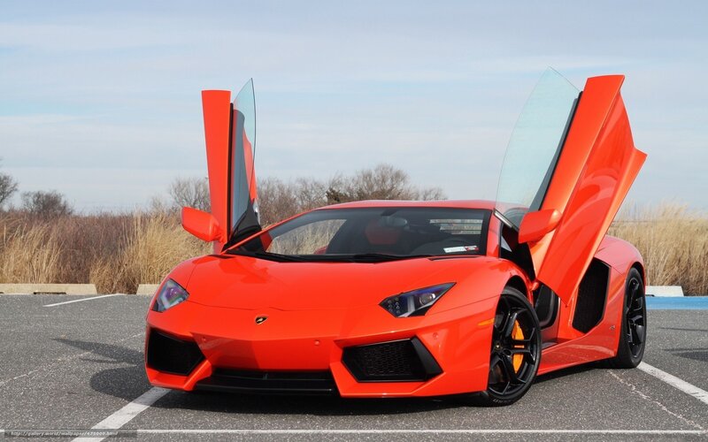 Orange Lamborghini Aventador — Red, Dramatic, Afternoon