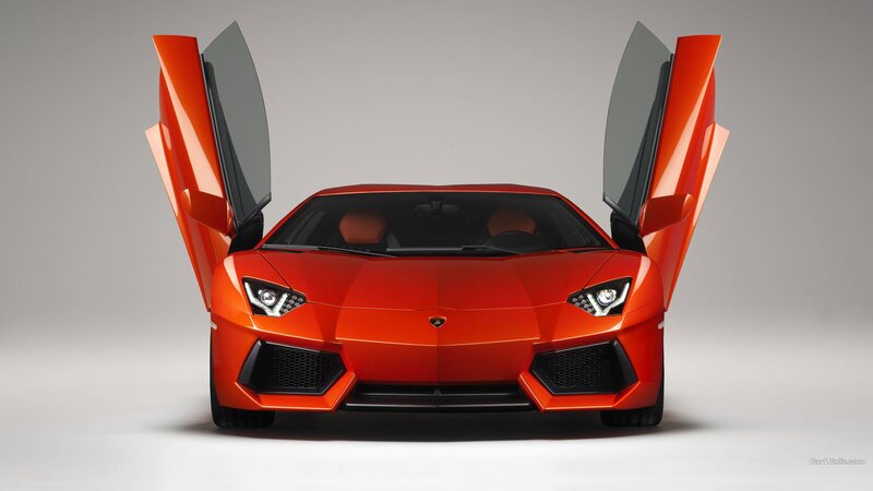 Orange Lamborghini Aventador — Red, Dramatic, Photograph, Car Doors