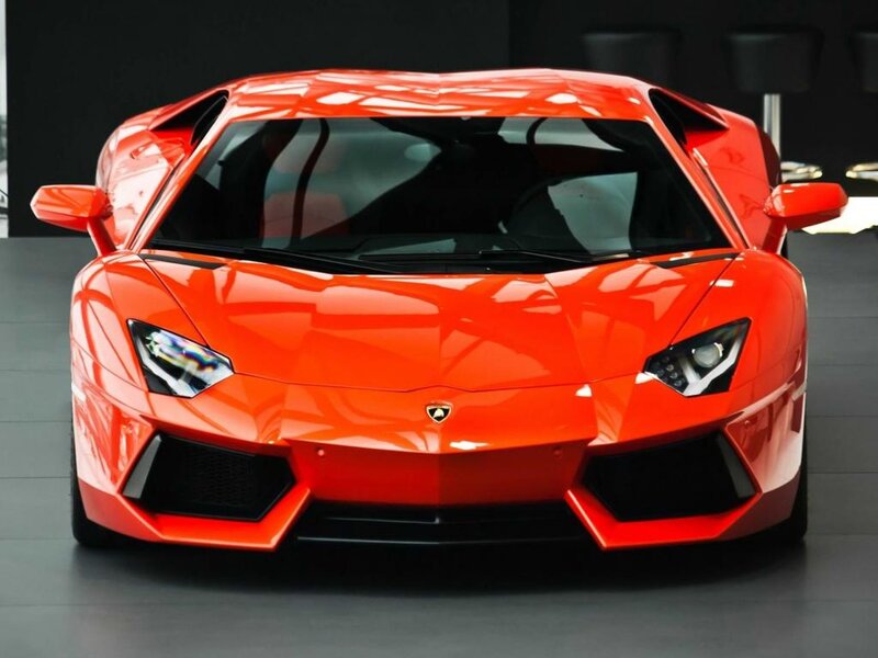 Orange Lamborghini Aventador — Red, Dramatic, Photograph, Car