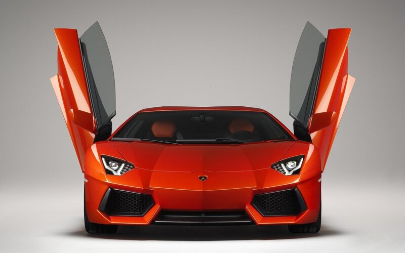 Orange Lamborghini Aventador — Red, Dramatic, Photograph