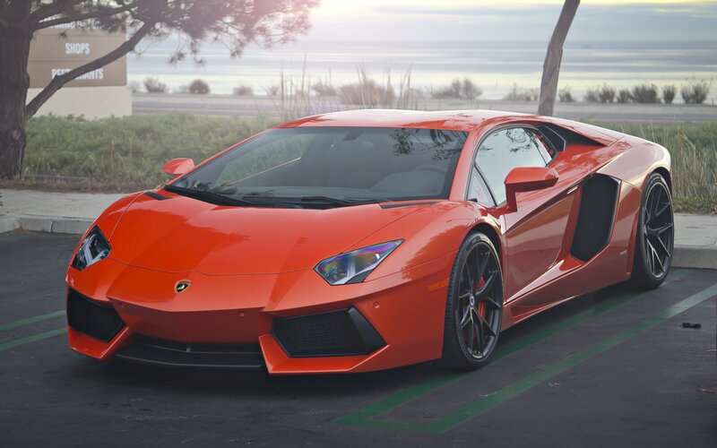 Orange Lamborghini Aventador — Serene, Sunset
