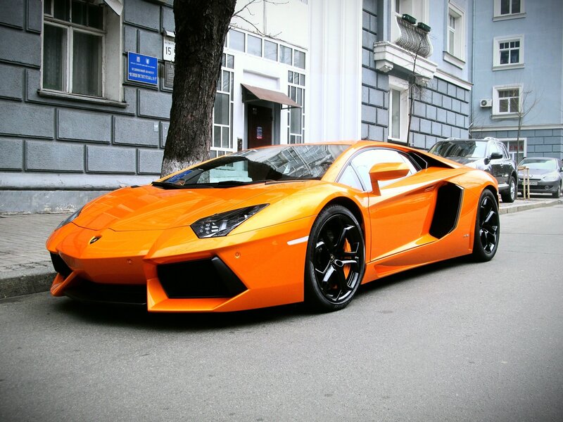 Orange Lamborghini Aventador — Urban, Afternoon, Photograph