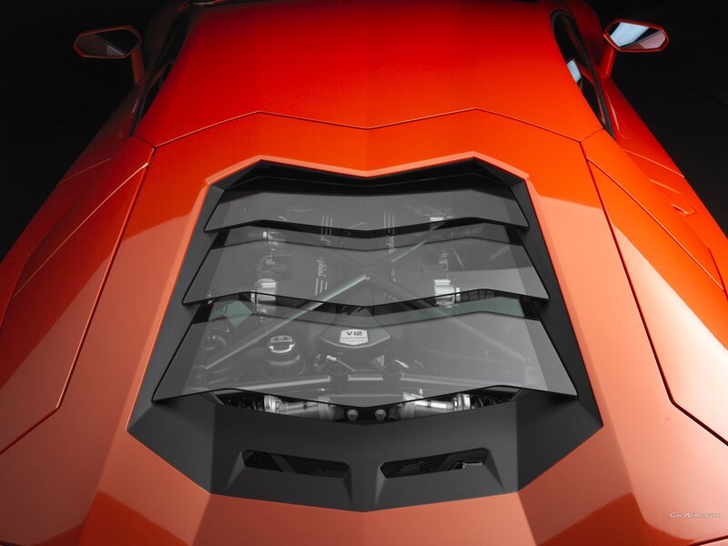 Orange Lamborghini engine view