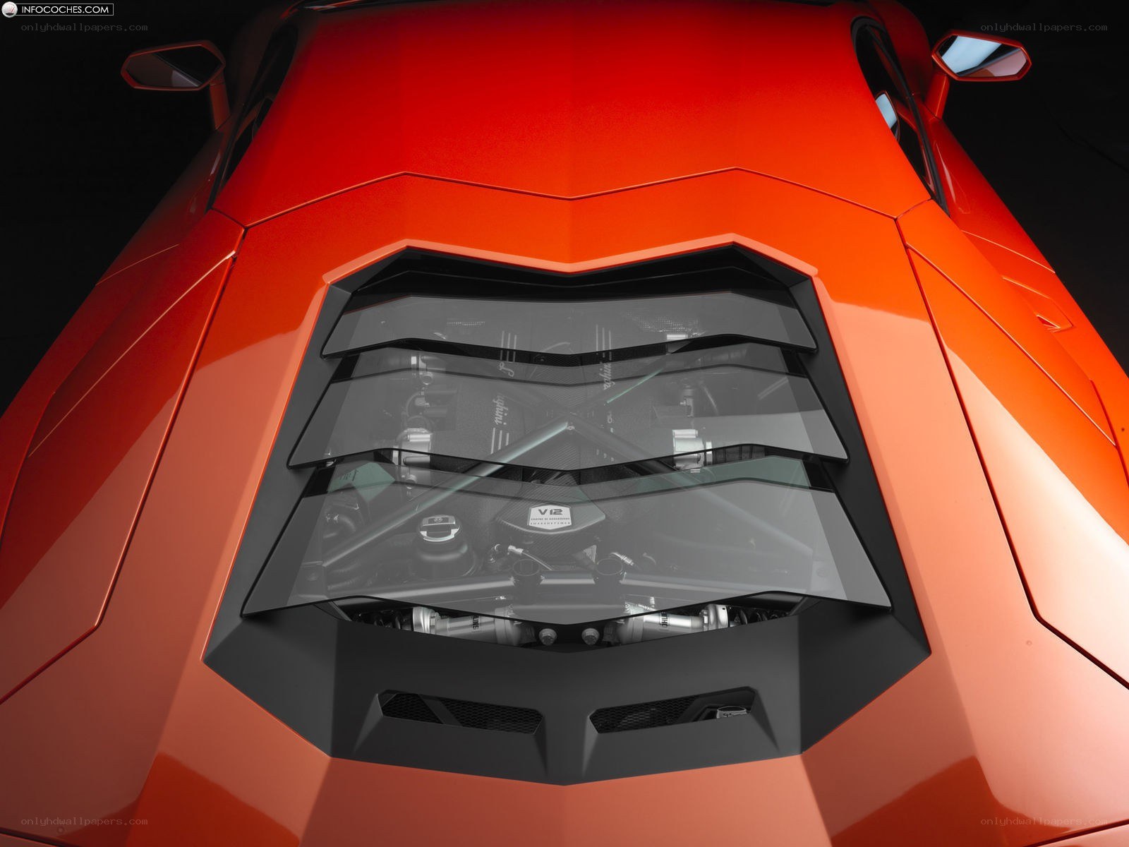 Orange Lamborghini engine view