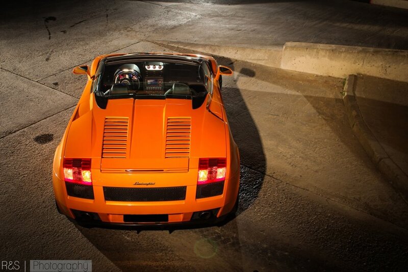 Orange Lamborghini Gallardo — Dramatic, Night