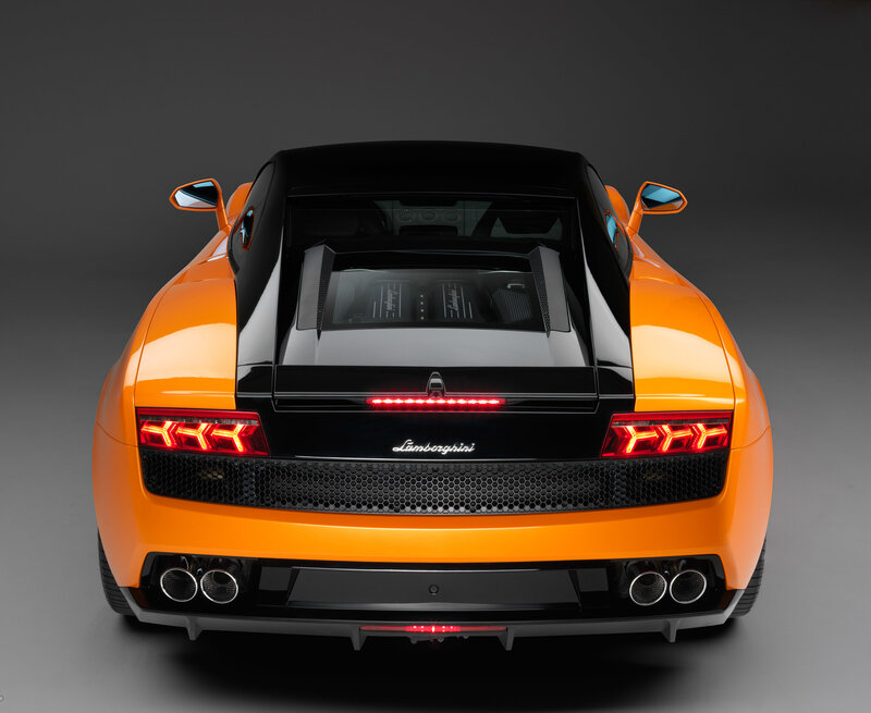 Orange Lamborghini Gallardo — Dramatic, Photograph, Car, Taillights, Exhaust, Black