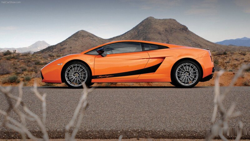 Orange Lamborghini in desert