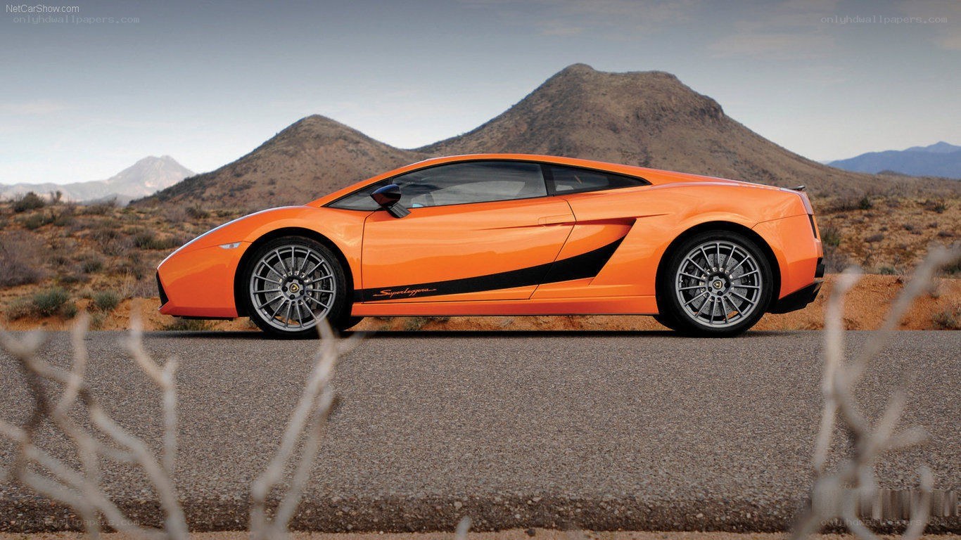 Orange Lamborghini in desert