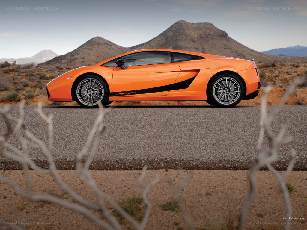 Orange Lamborghini in desert