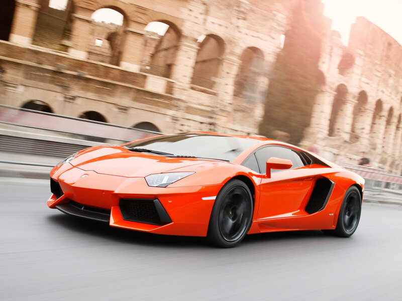 Orange Lamborghini in Rome