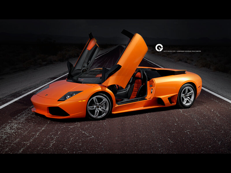 Orange Lamborghini on desert road