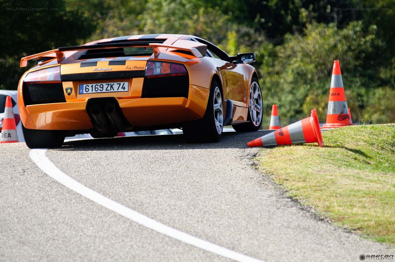 Orange Lamborghini on track