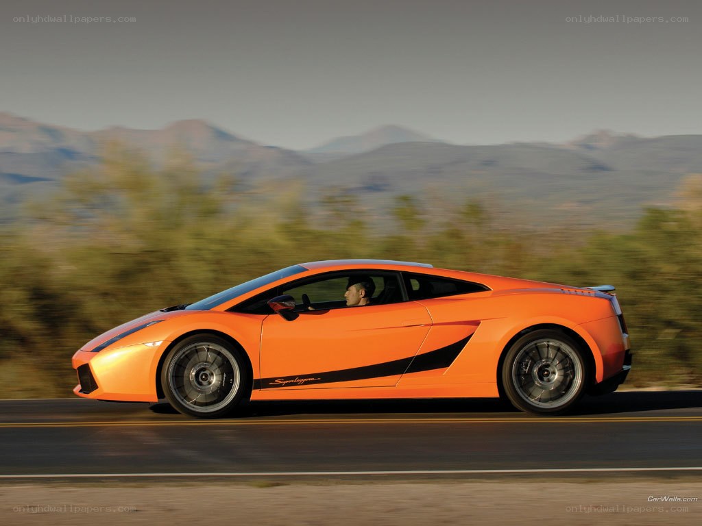 orange Lamborghini speeding on road