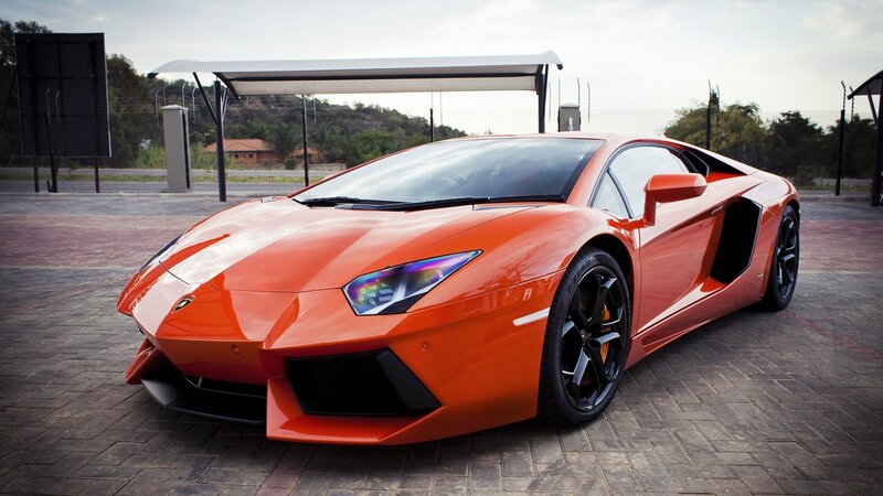 Orange Lamborghini sports car