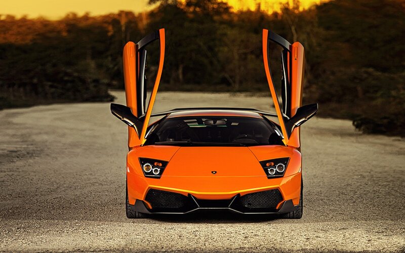 orange Lamborghini sports car