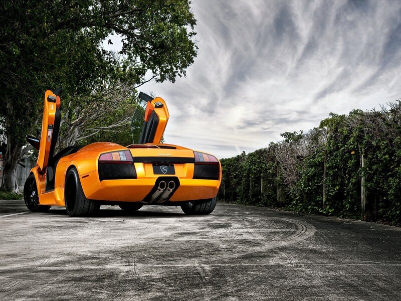 Orange Lamborghini Sports Car — Dramatic, Afternoon