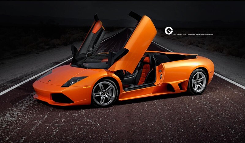 Orange Lamborghini Sports Car — Dramatic, Night, Photograph