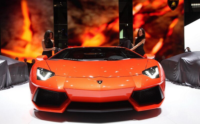Orange Lamborghini Sports Car — Dramatic
