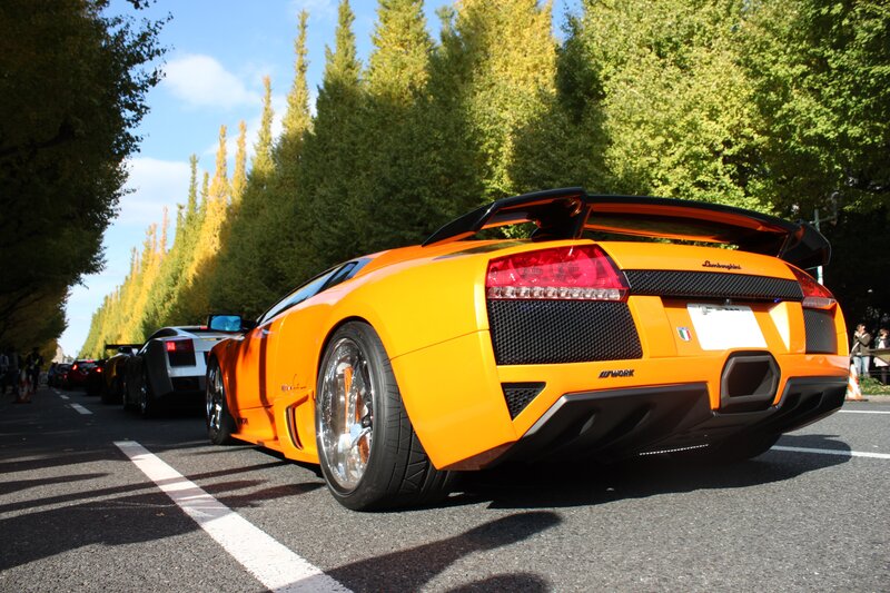 Orange Lamborghini Sports Car — Outdoor, Autumn
