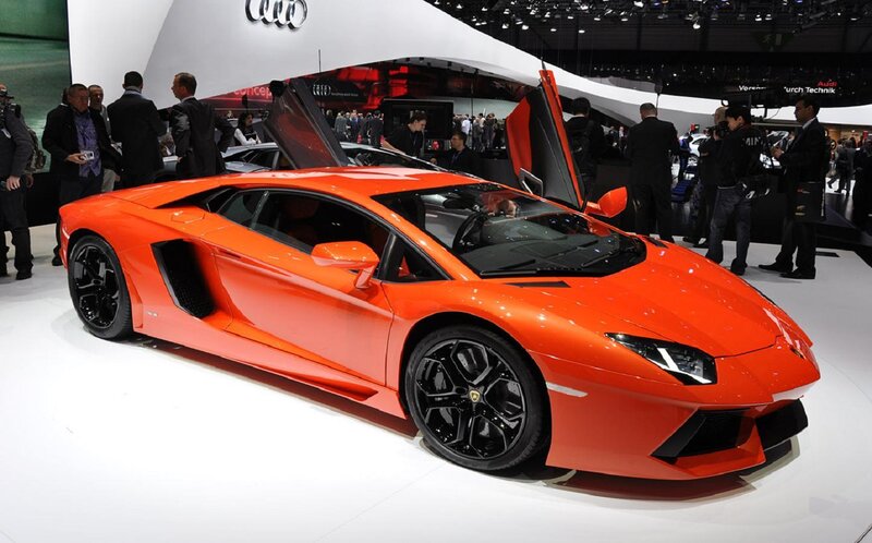 Orange Lamborghini Sports Car — Showroom