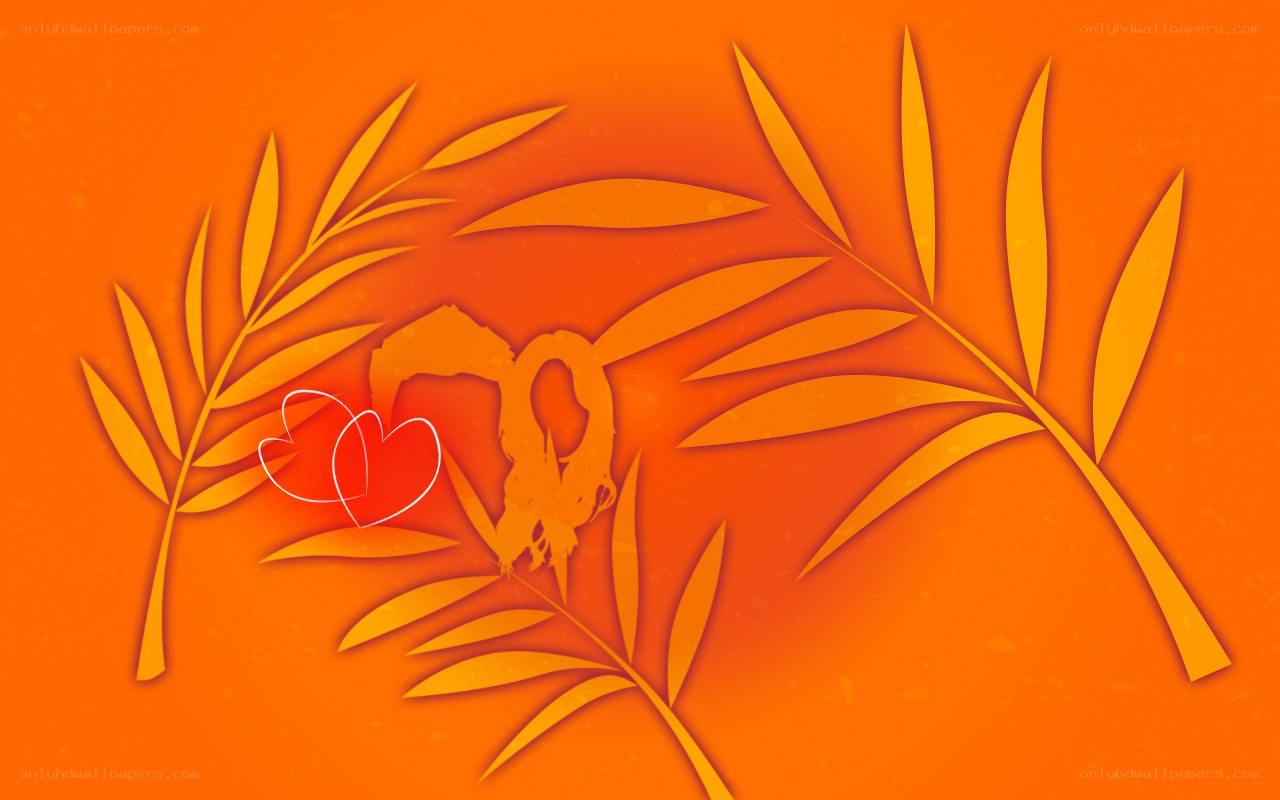 orange leaf heart design