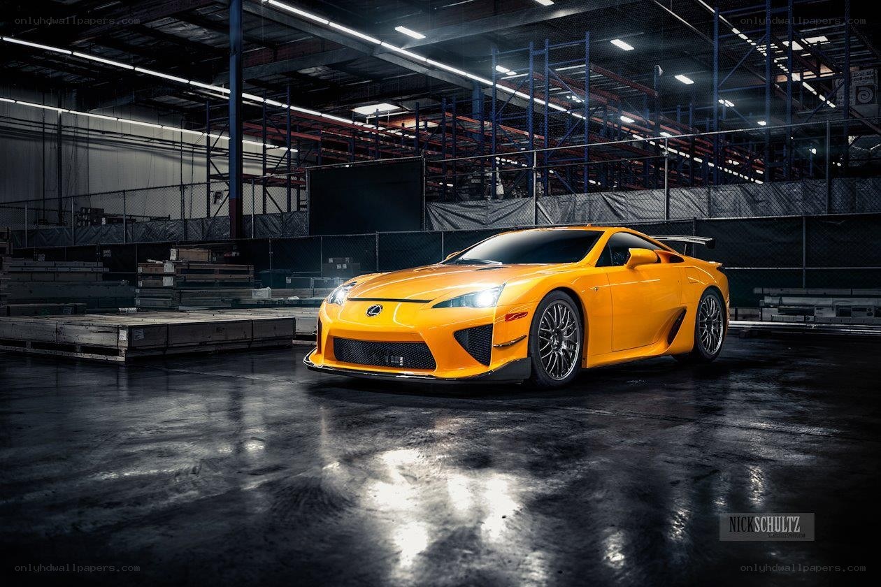 Orange Lexus LFA in warehouse
