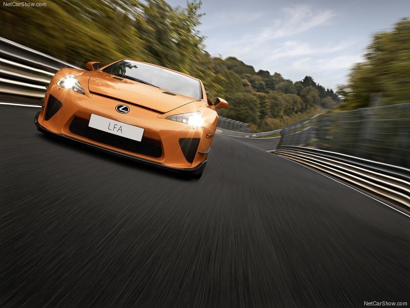 Orange Lexus LFA on a racetrack