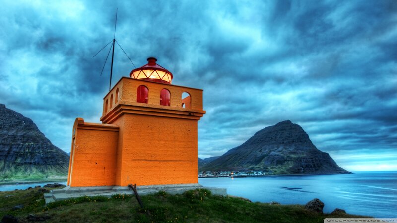 Orange Lighthouse on Coast