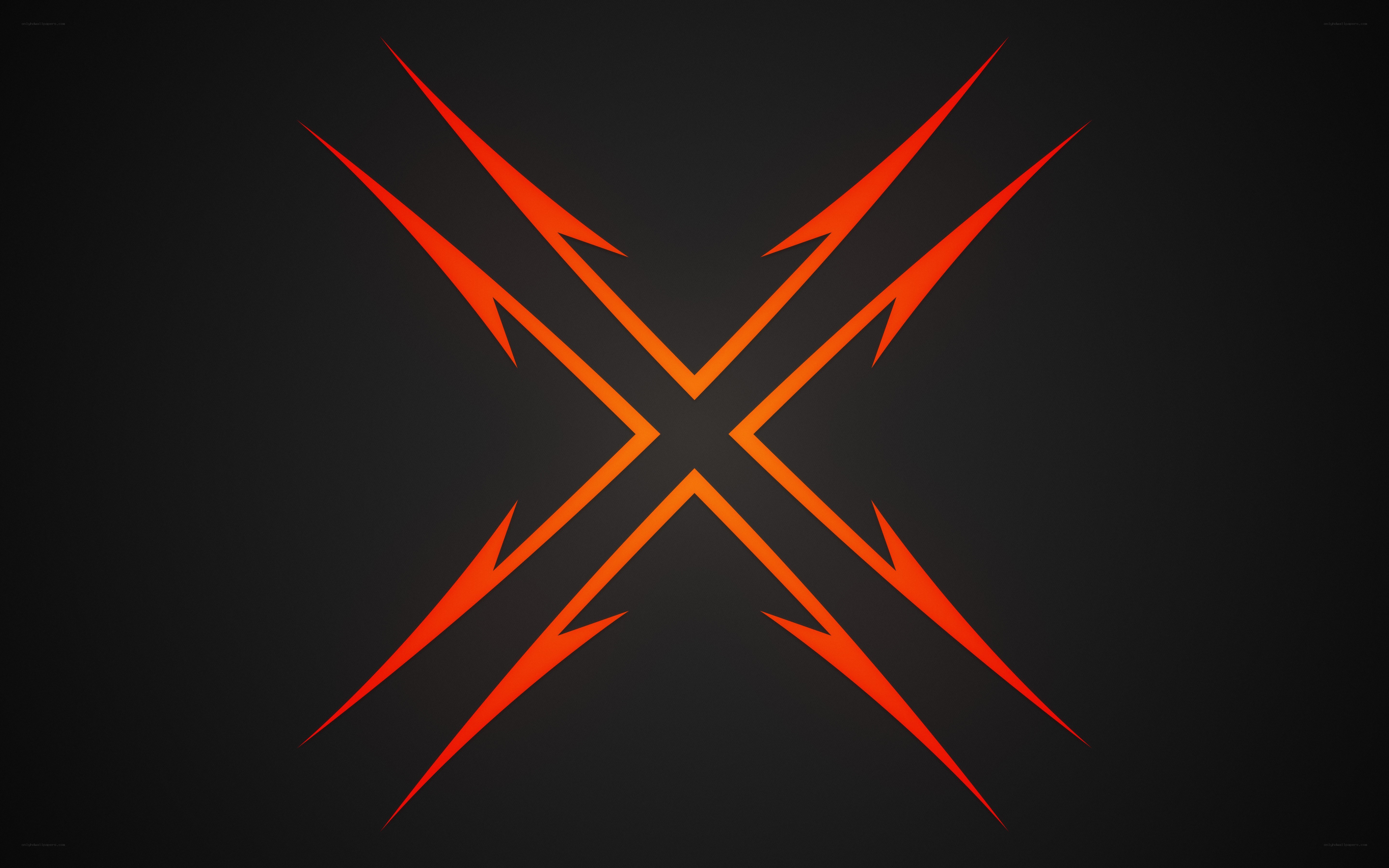 orange lightning bolt X symbol
