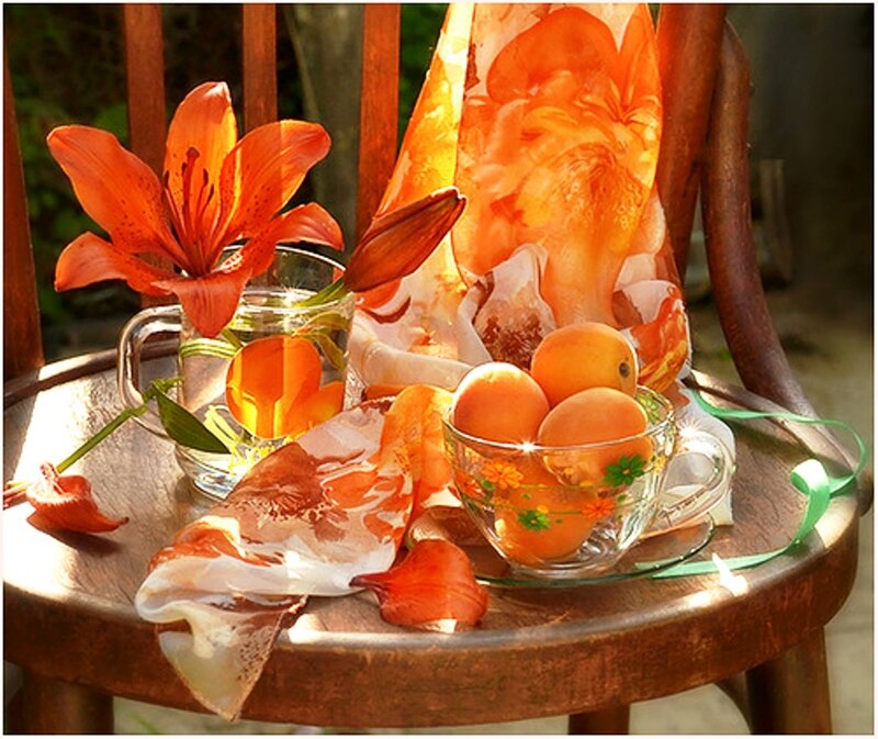 Orange Lilies and Apricots