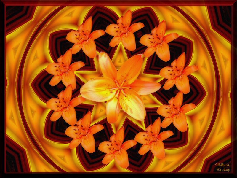 Orange Lilies in Mandala